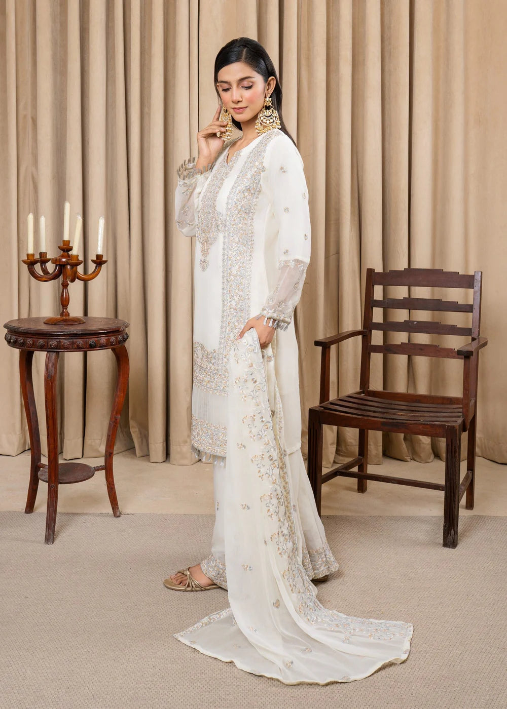 DILRUBA CHIFFON CREAM 3PCS