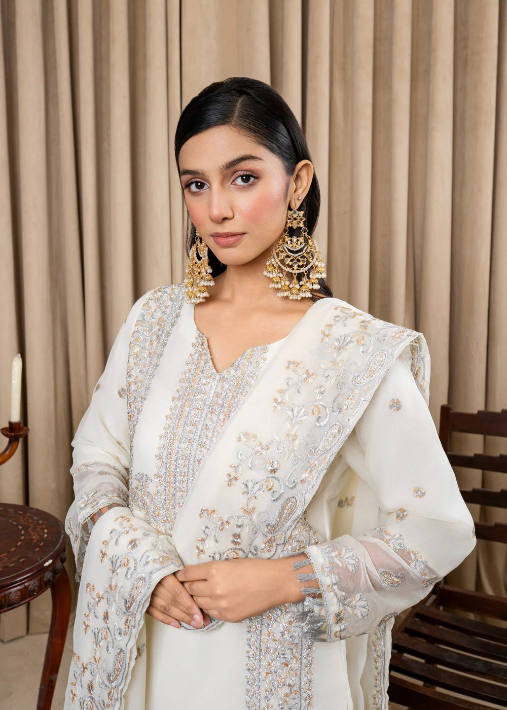 DILRUBA CHIFFON CREAM 3PCS