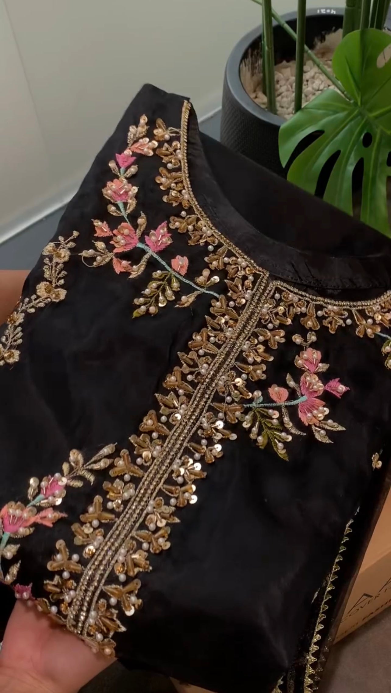 Black kynat long Embroidered Dress