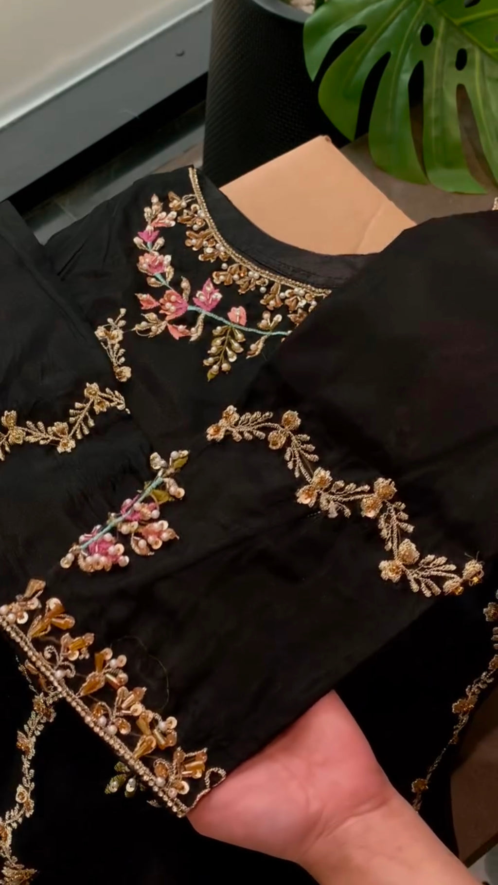 Black kynat long Embroidered Dress