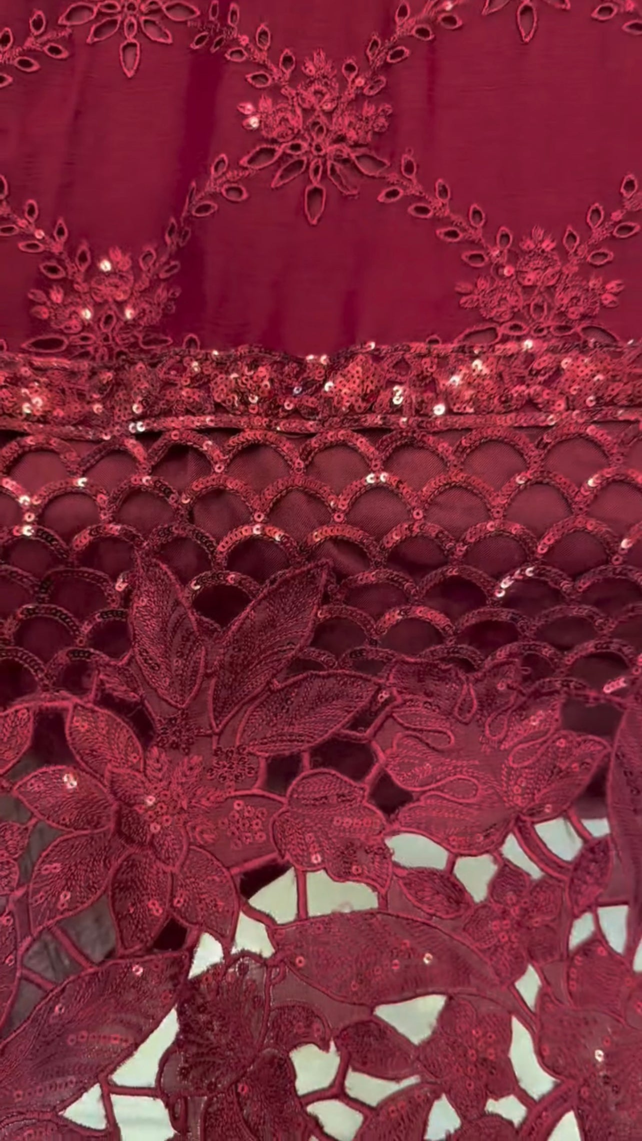 RED MARIA B. EMBROIDERED DRESS