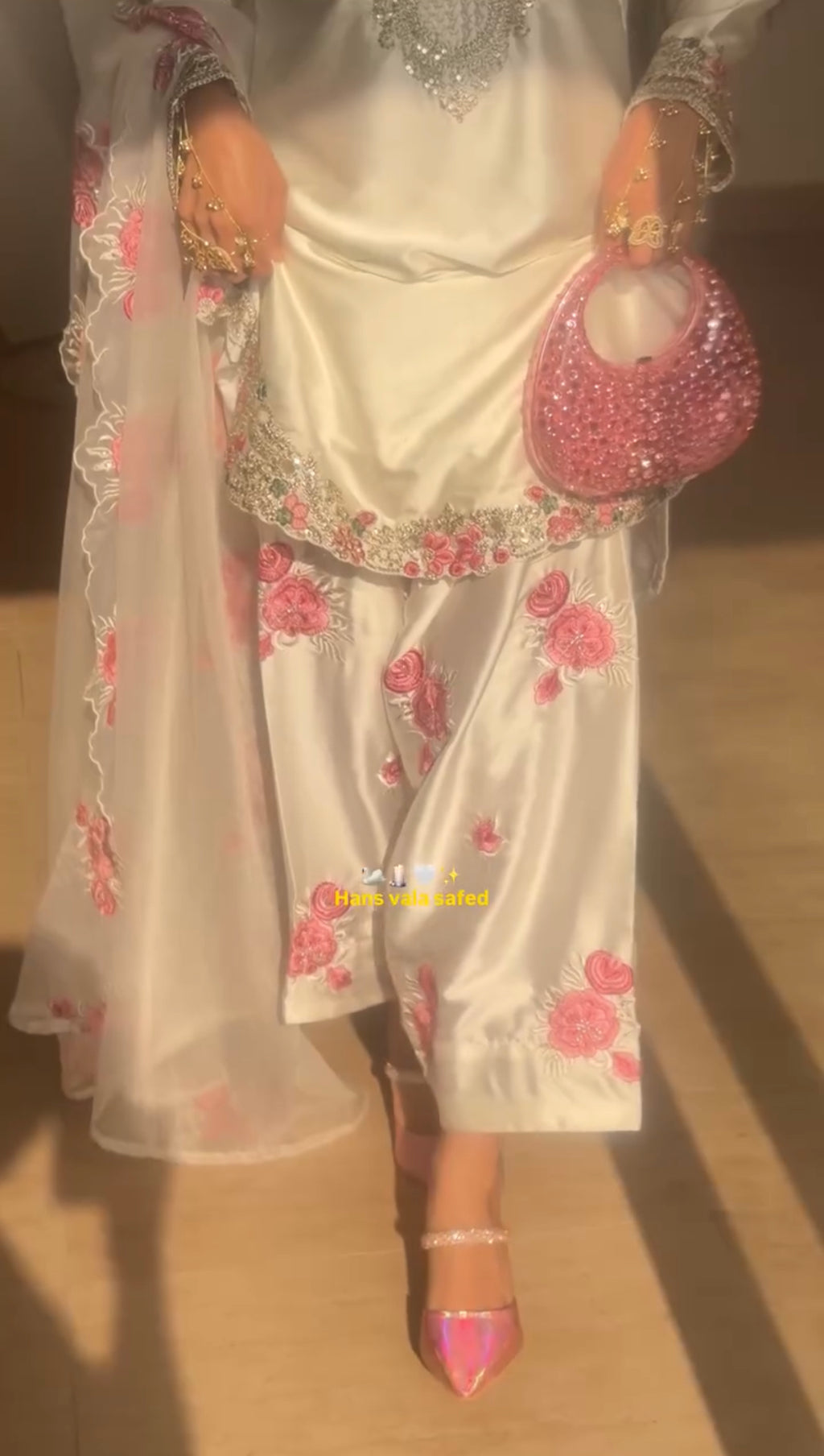 Elegant Pink Floral Stitched 3Pcs