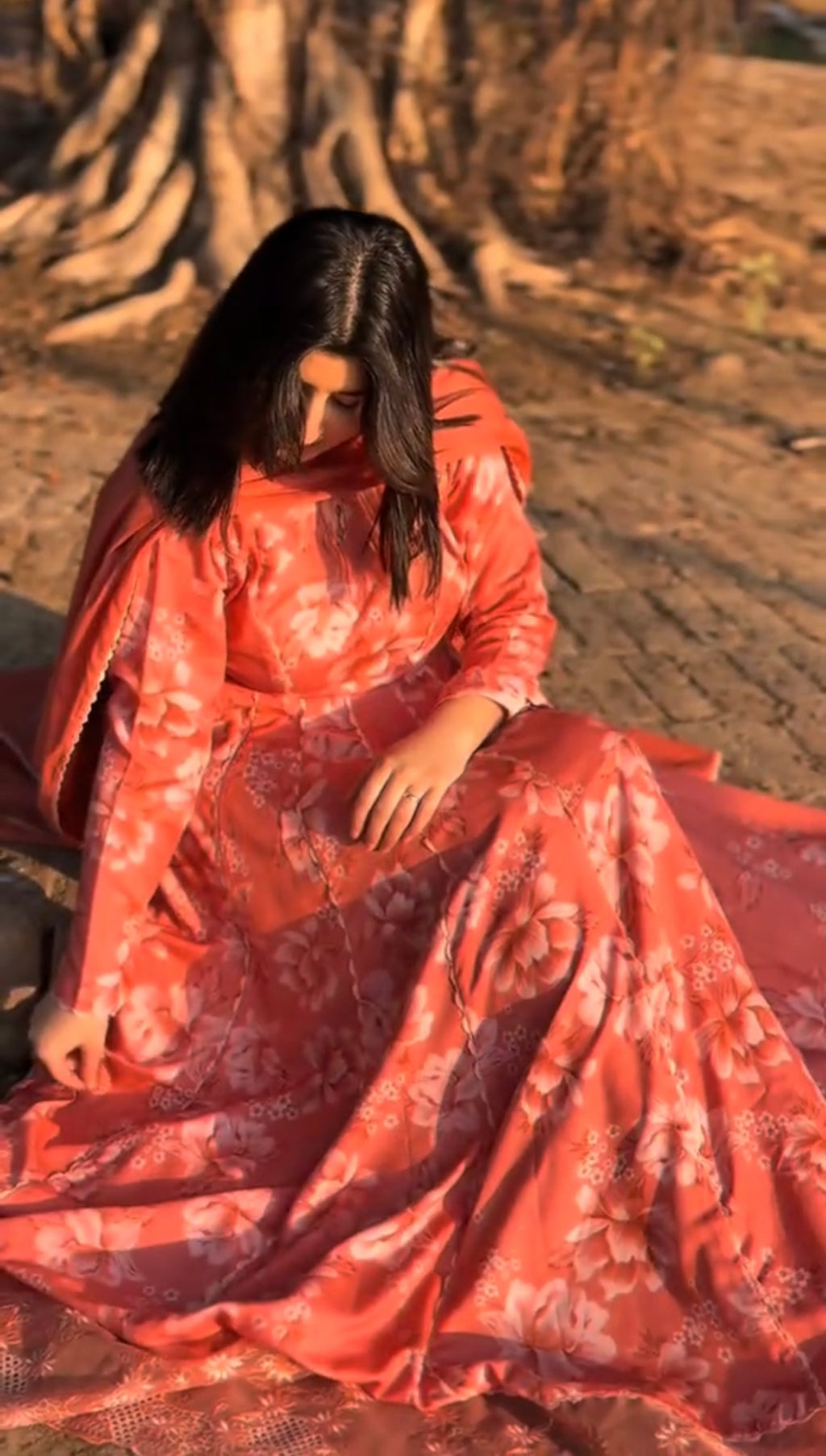 FLORAL 3PCS PINK FROCK