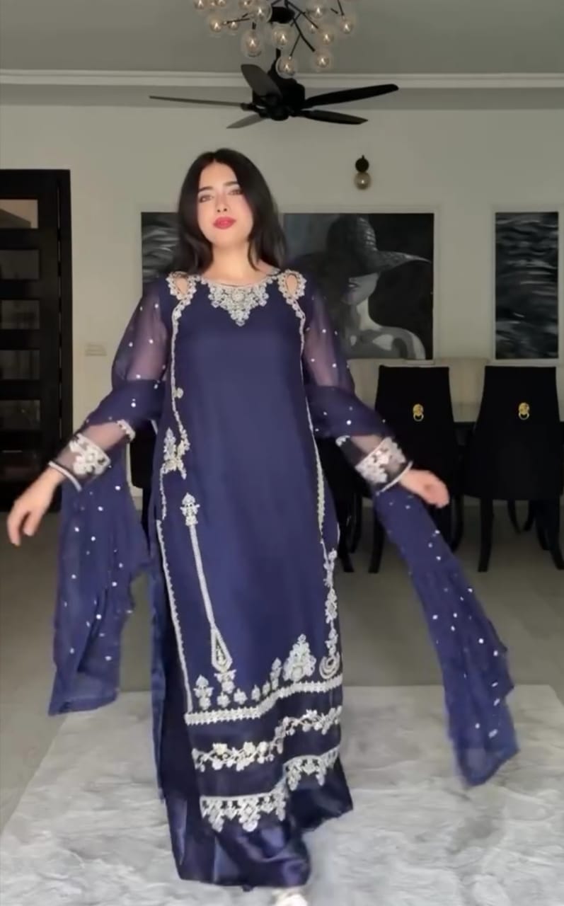 Luxury Festive 3-Pc Embroidered Ensemble