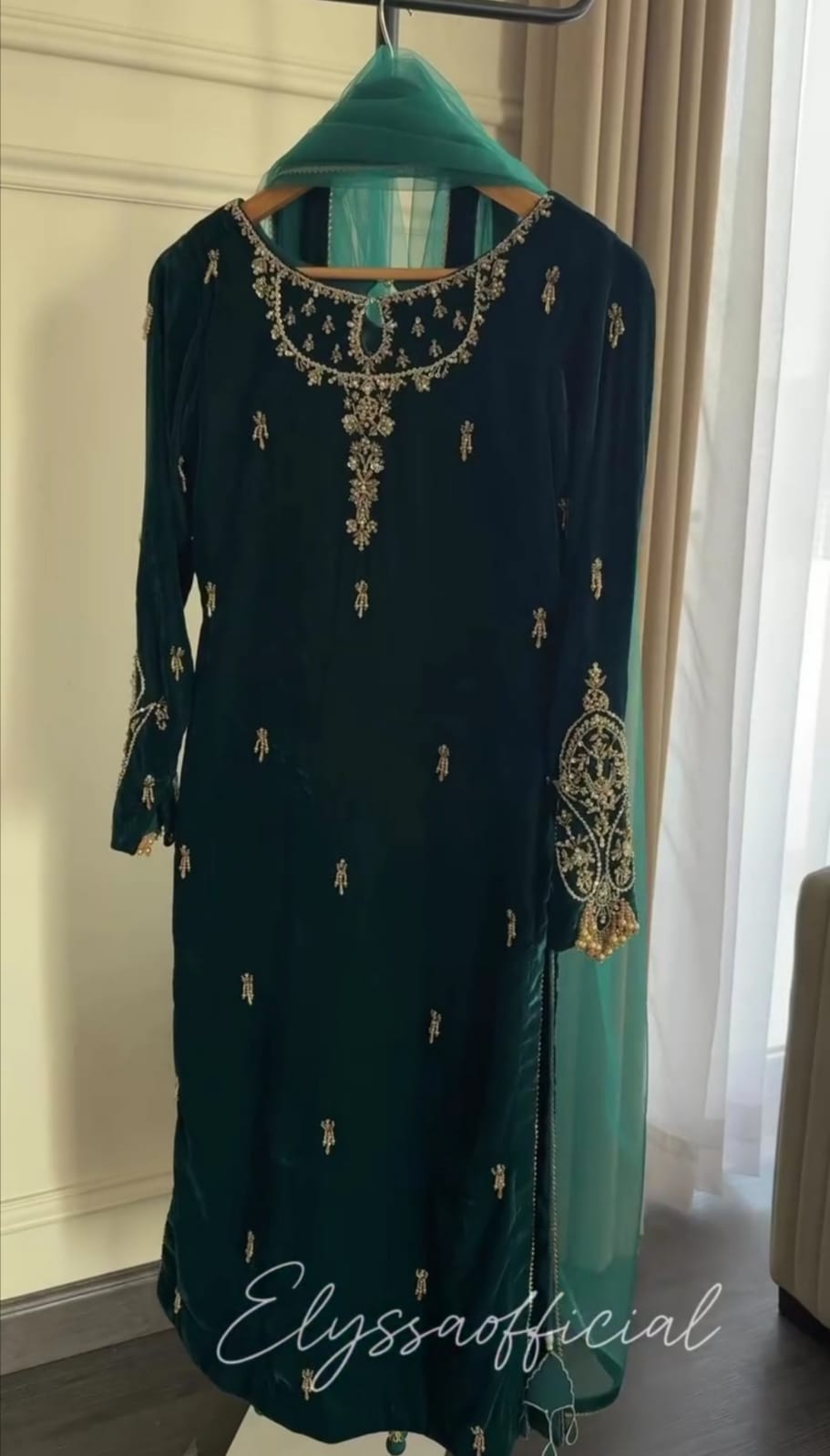 Luxury Velvet Embroidered 3-Piece Suit