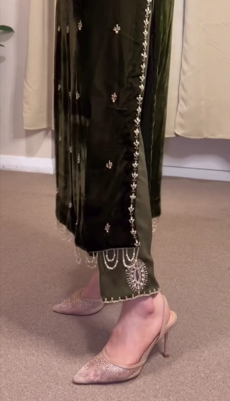 Velvet Bloom Premium Embroidered 3 Suit