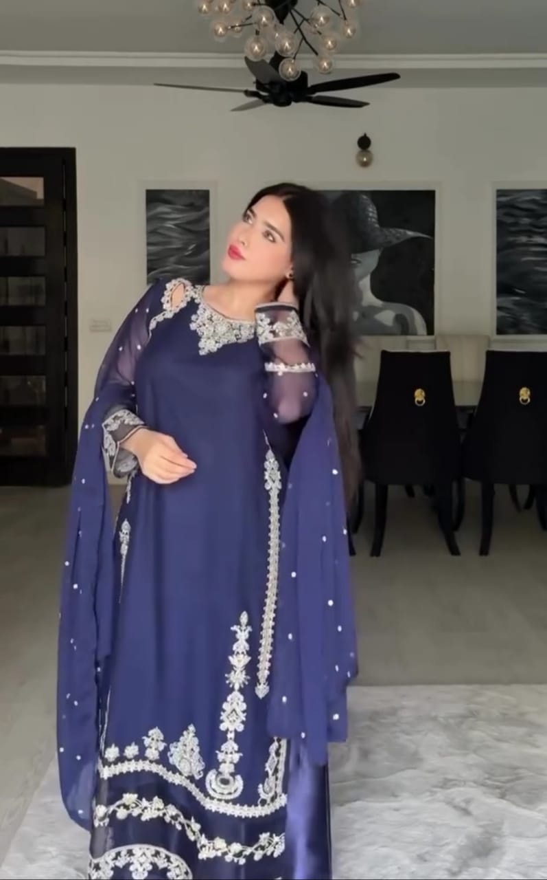 Luxury Festive 3-Pc Embroidered Ensemble