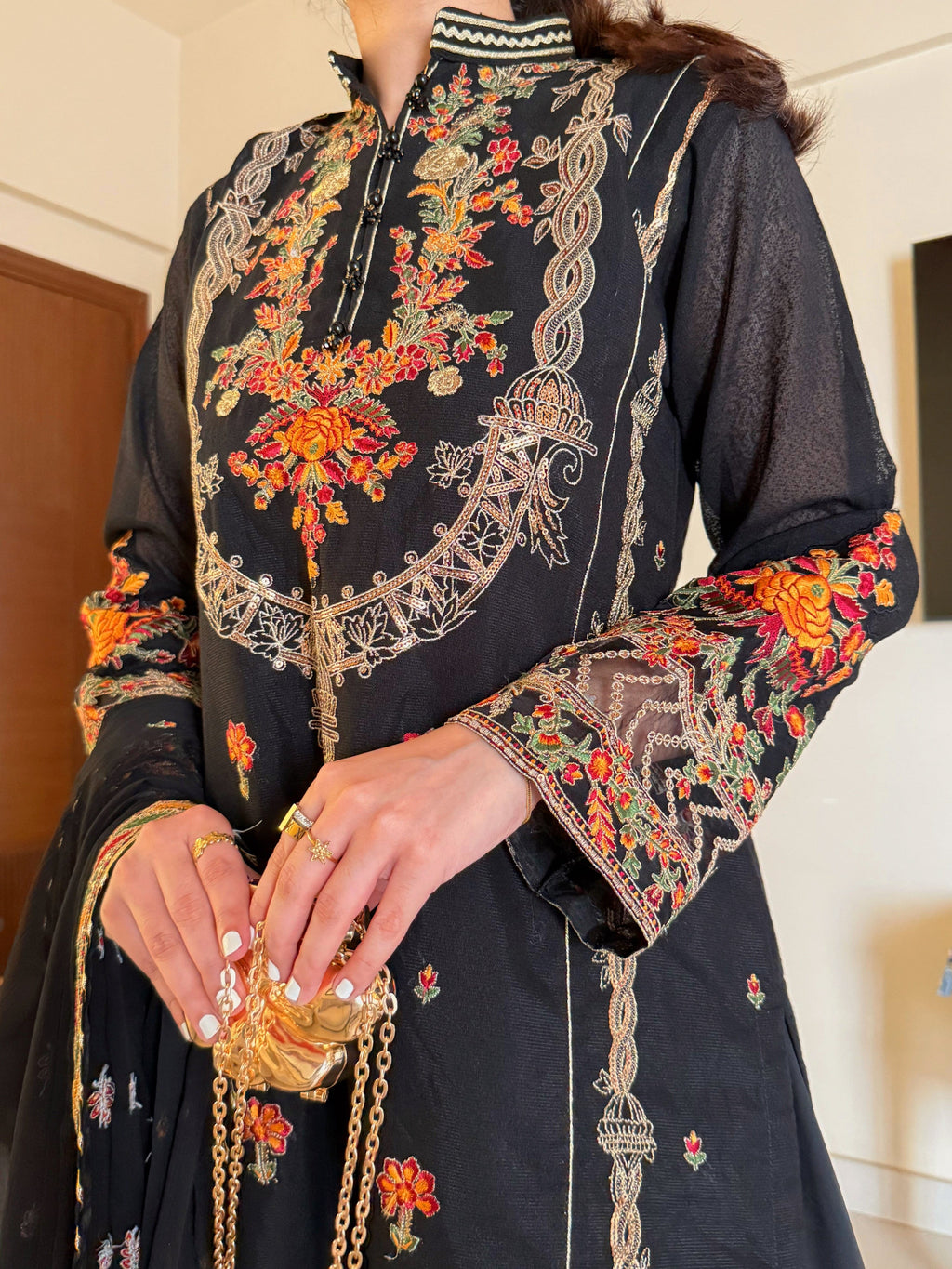 3pcs Black Shamim Stitched Dress