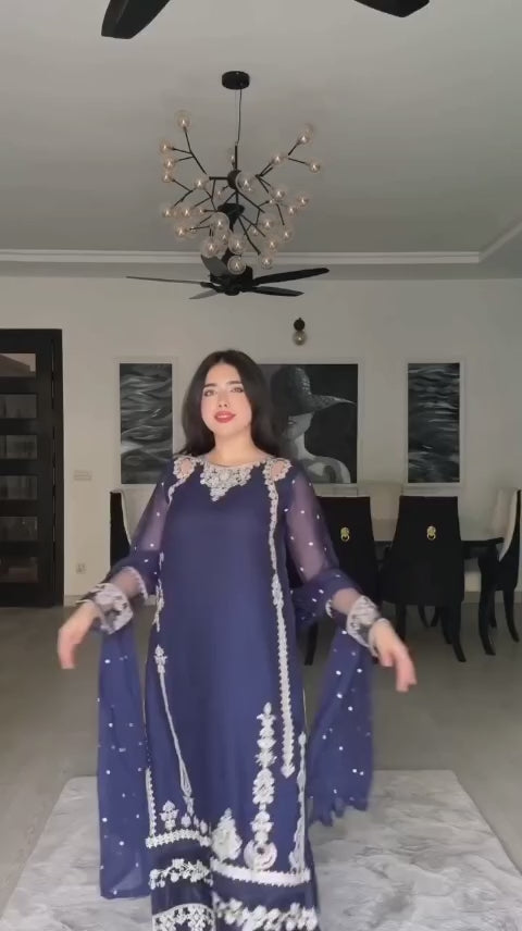 Luxury Festive 3-Pc Embroidered Ensemble