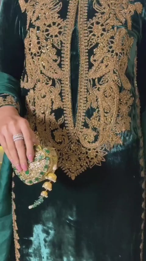 Luxury Velvet Embroidered 3-Piece Suit